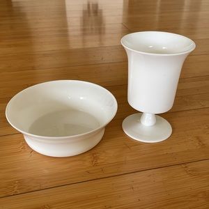 Waterworks Milk Glass Bathroom Tumbler and Soap Dish
